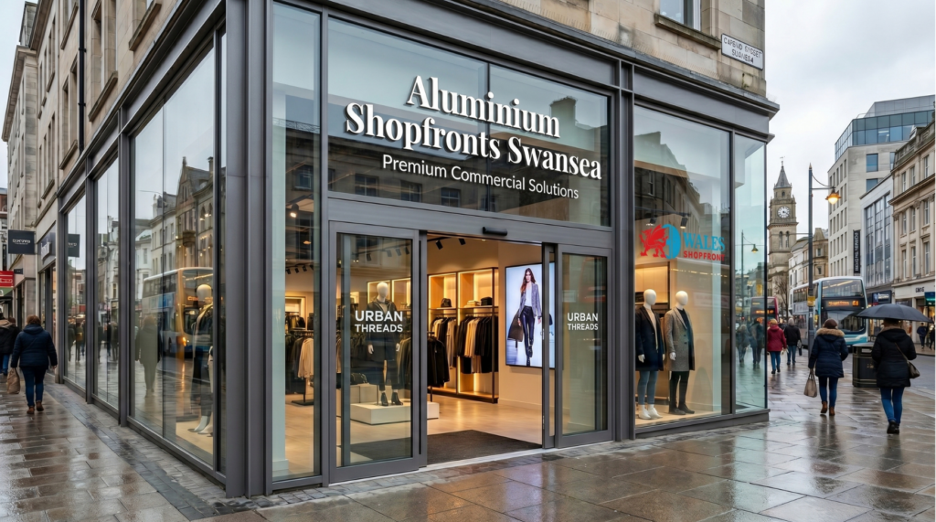 Premium aluminium shopfront Bangor installed for modern retail business