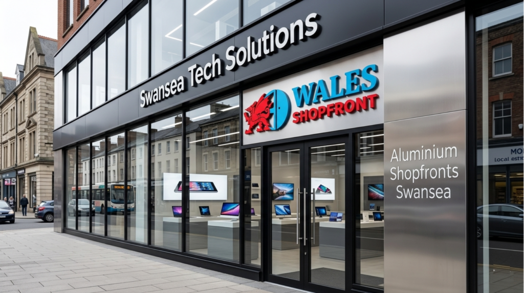 Modern Aluminium Shopfronts Swansea for retail and commercial businesses
