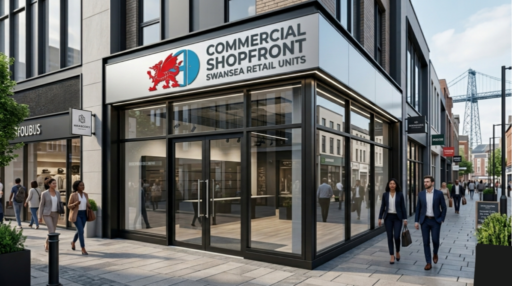 Modern Commercial Shopfront Swansea Retail Units with aluminium and glass installation