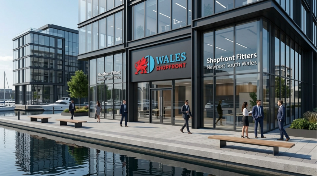 Modern commercial shopfront installation by Shopfront Fitters Newport South Wales