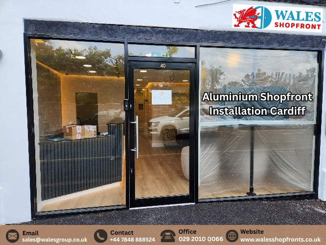 Aluminium shopfront installation in Cardiff by Wales Shopfronts